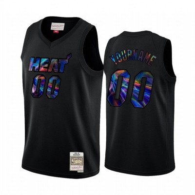 Miami Heat Custom Men's Iridescent HWC Limited NBA Jersey Black